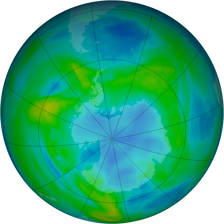 Antarctic ozone map for 24 April 1982